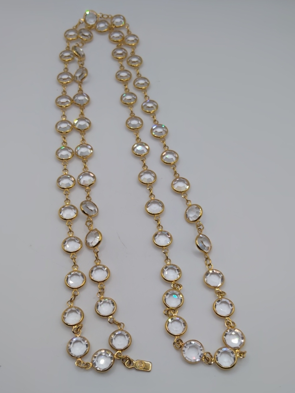Swarovski Clear Crystal Long Necklace, Bracelet, And Matching Clip Earrings - Picture 9 of 13